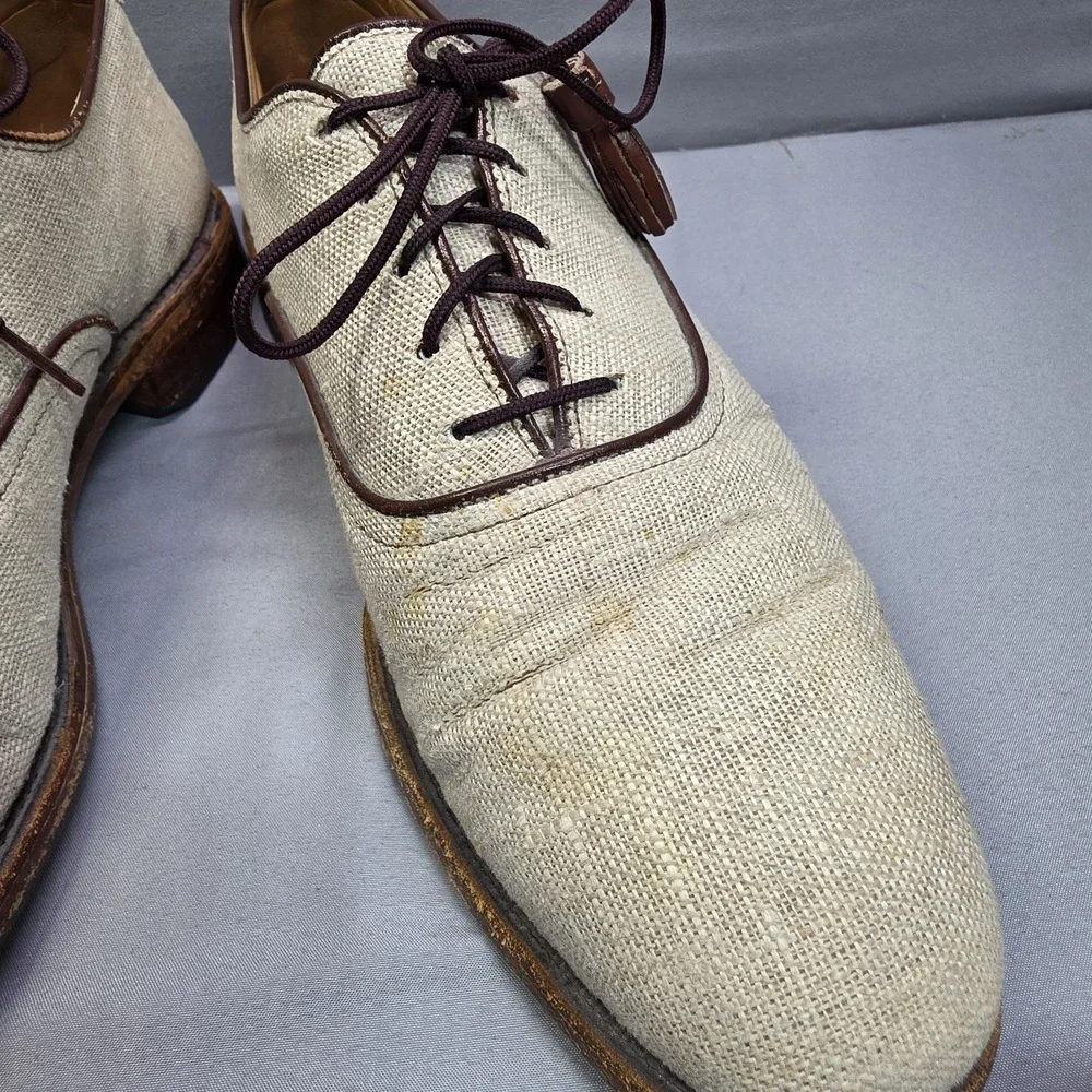 VINTAGE‎ 1985 Allen Edmonds Hunter Mens Oxford Linen Shoes 8 Grey Made USA RARE